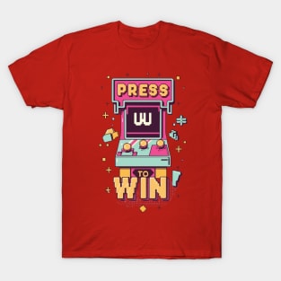 "Press to win" a Funny arcade Clothing design for gamer T-Shirt